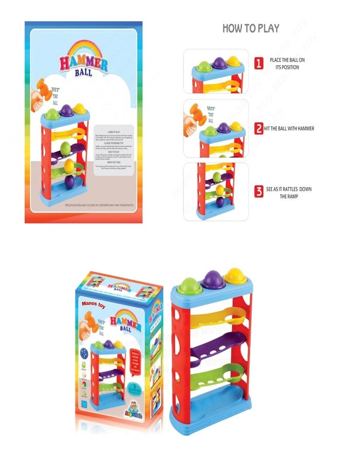 Manos Hammer Knock Ball Toy for Kids, 3 Track Colour Toy Pack of 1 - Image 5